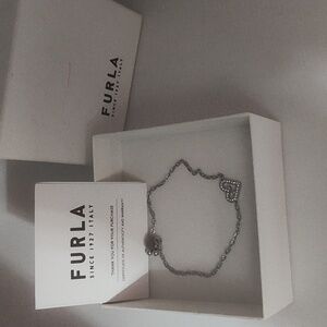 Furla Silver Chain Slider Bracelet with Heart Charm